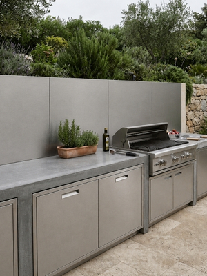 mattes 2B Edelstahlblech verbaut in Outdoor Küche